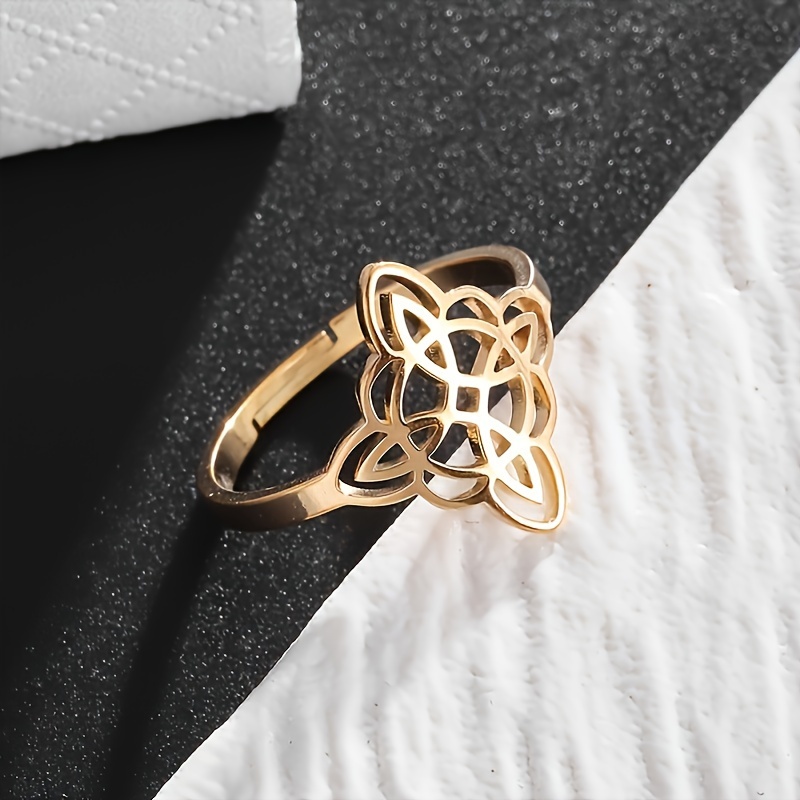 Stainless Steel Witch Knot Adjustable Ring for Halloween